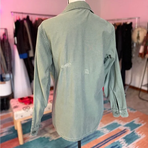 Vintage Surplus Military Army Green Button-Up Shirt Jacket - Picture 2 of 6